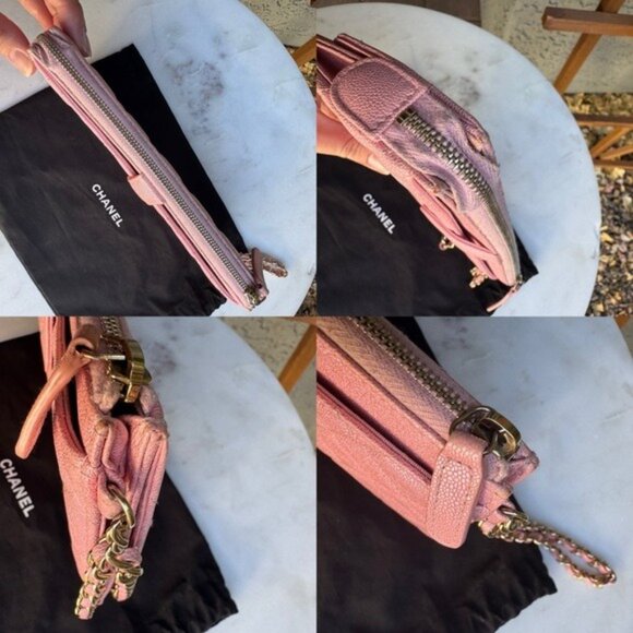 Chanel Iridescent Caviar Leather Quilted Classic Pouch With Handle Wristlet - Picture 11 of 16